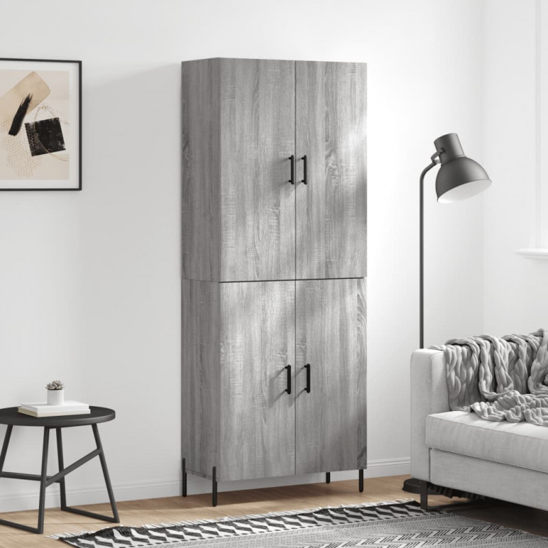 Witrynka szary dąb sonoma 69,5x34x180cm materiał drewnopochodny