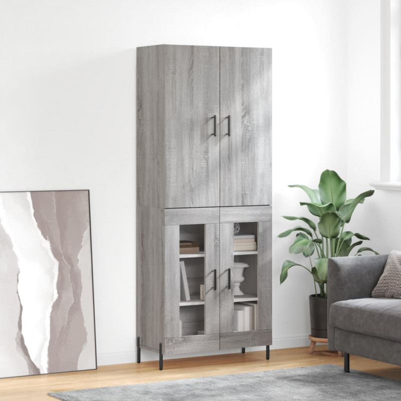 Witrynka szary dąb sonoma 69,5x34x180cm materiał drewnopochodny