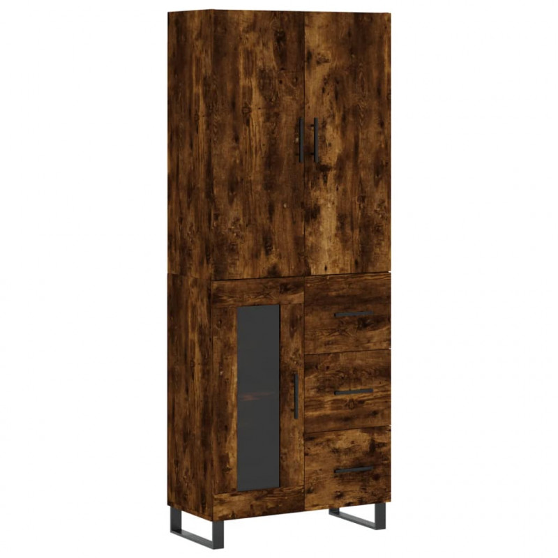Witrynka przydymiony dąb 69,5x34x180 cm materiał drewnopochodny