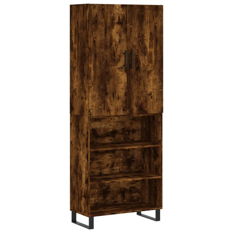 Witrynka przydymiony dąb 69,5x34x180 cm materiał drewnopochodny