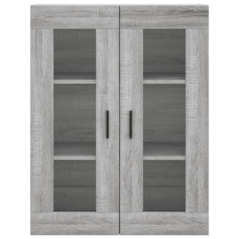 Witrynka szary dąb sonoma 69,5x34x180cm materiał drewnopochodny