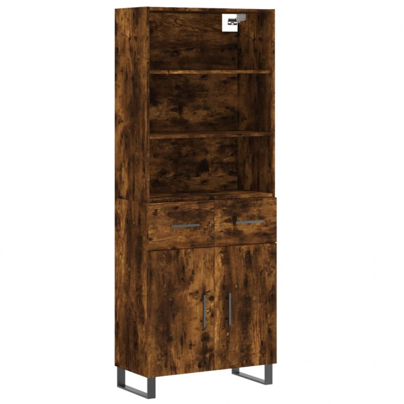 Witrynka przydymiony dąb 69,5x34x180 cm materiał drewnopochodny