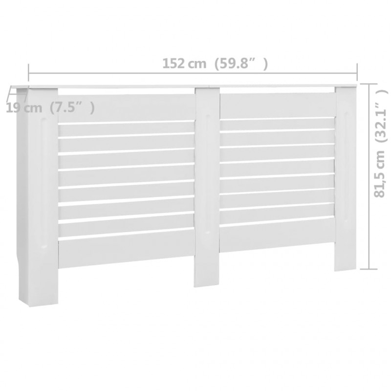 Osłony na kaloryfer, 2 szt., białe, 152x19x81,5 cm, MDF