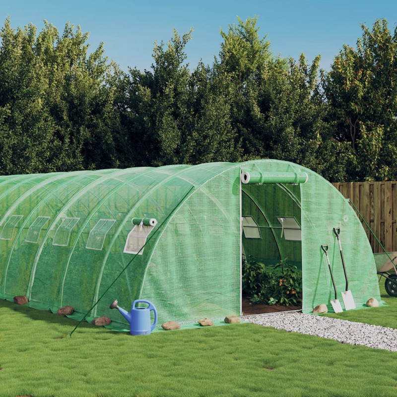Szklarnia ze stalową ramą, zielona, 56 m², 14x4x2 m