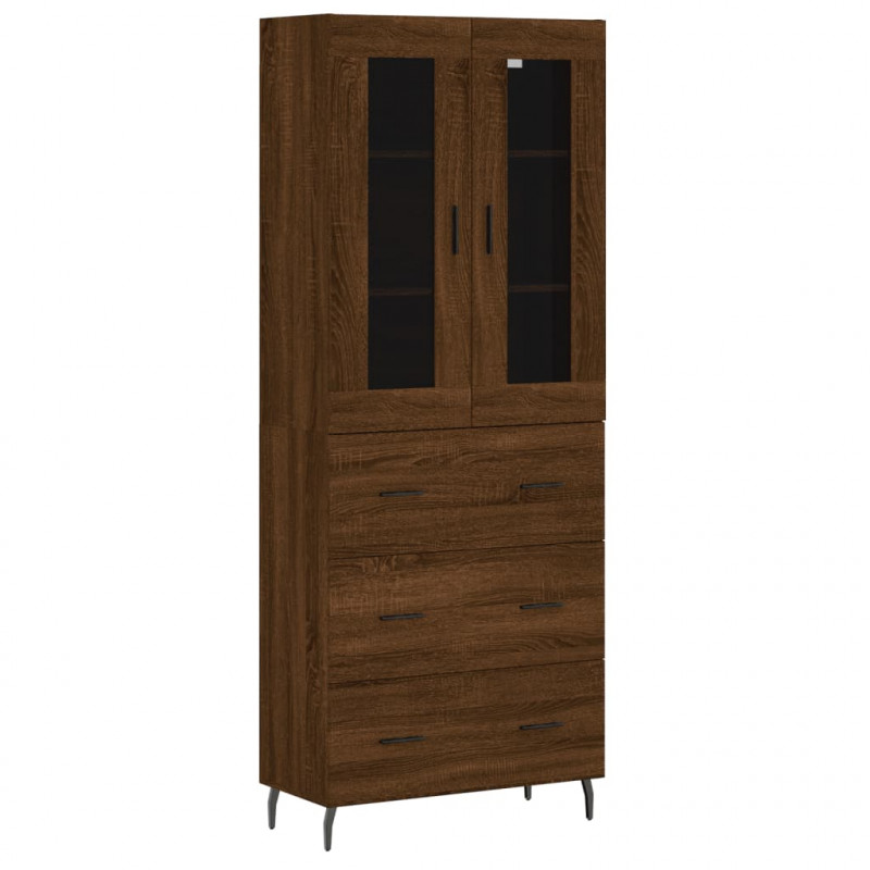 Witrynka, brązowy dąb, 69,5x34x180 cm, materiał drewnopochodny