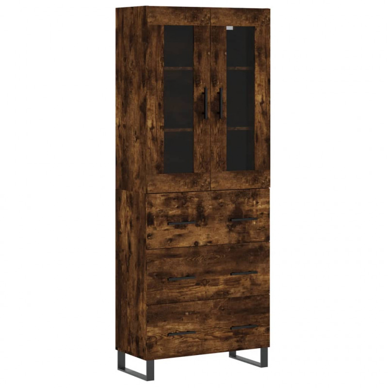 Witrynka przydymiony dąb 69,5x34x180 cm materiał drewnopochodny