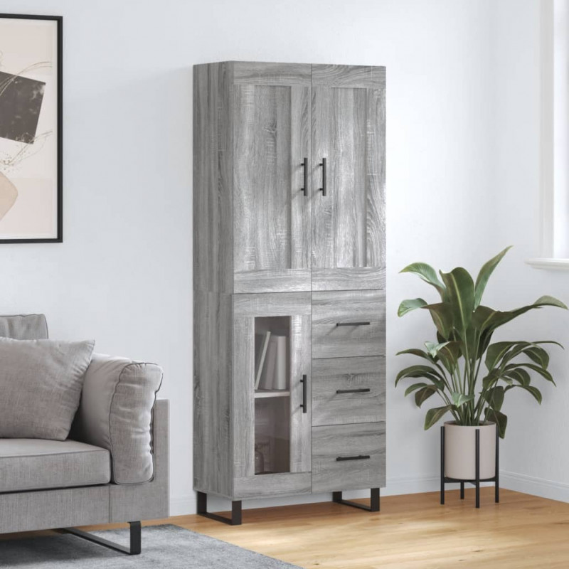 Witrynka szary dąb sonoma 69,5x34x180cm materiał drewnopochodny