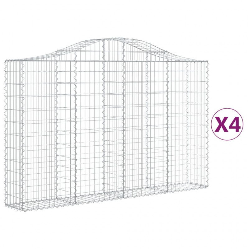 Kosze gabionowe, 4 szt, 200x30x120/140 cm, galwanizowane żelazo