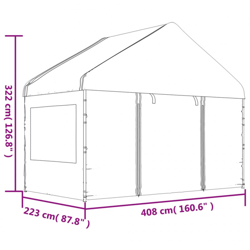 Namiot ogrodowy z dachem, biały, 20,07x4,08x3,22 m, polietylen