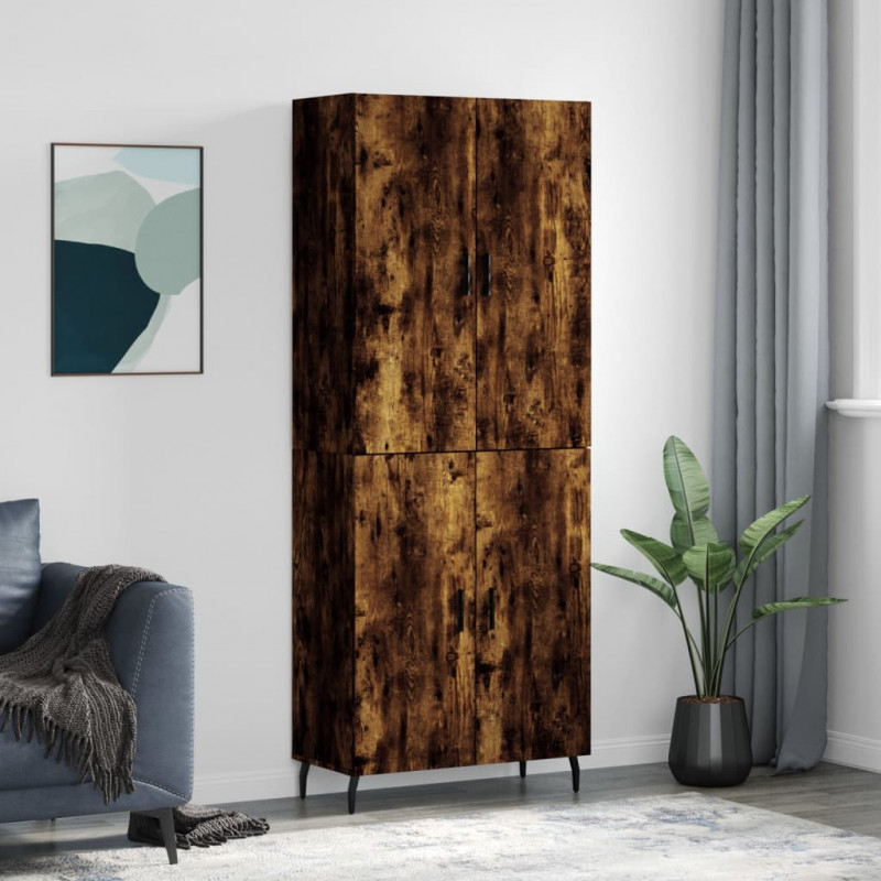 Witrynka przydymiony dąb 69,5x34x180 cm materiał drewnopochodny