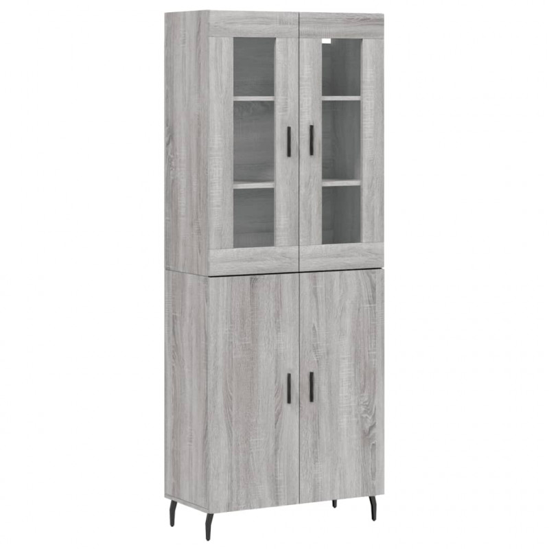 Witrynka szary dąb sonoma 69,5x34x180cm materiał drewnopochodny