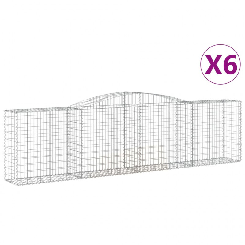 Kosze gabionowe, 6 szt, 400x50x100/120 cm, galwanizowane żelazo