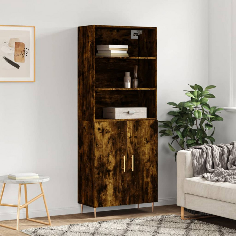 Witrynka przydymiony dąb 69,5x34x180 cm materiał drewnopochodny