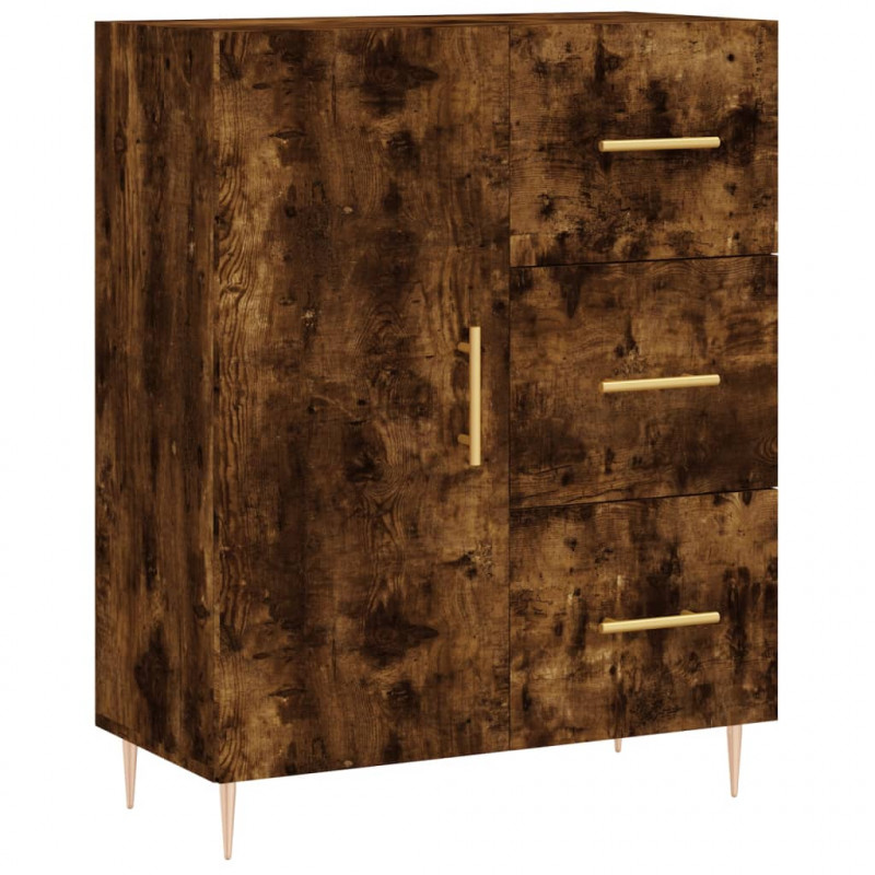 Witrynka przydymiony dąb 69,5x34x180 cm materiał drewnopochodny