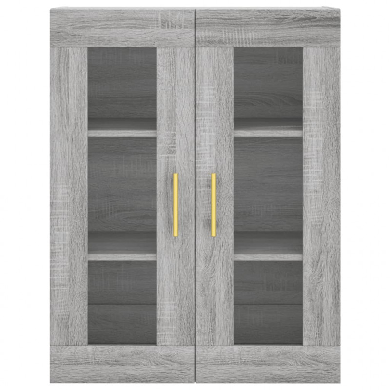Witrynka szary dąb sonoma 69,5x34x180cm materiał drewnopochodny