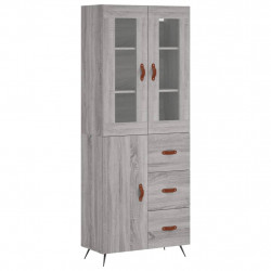 Witrynka szary dąb sonoma 69,5x34x180cm materiał drewnopochodny