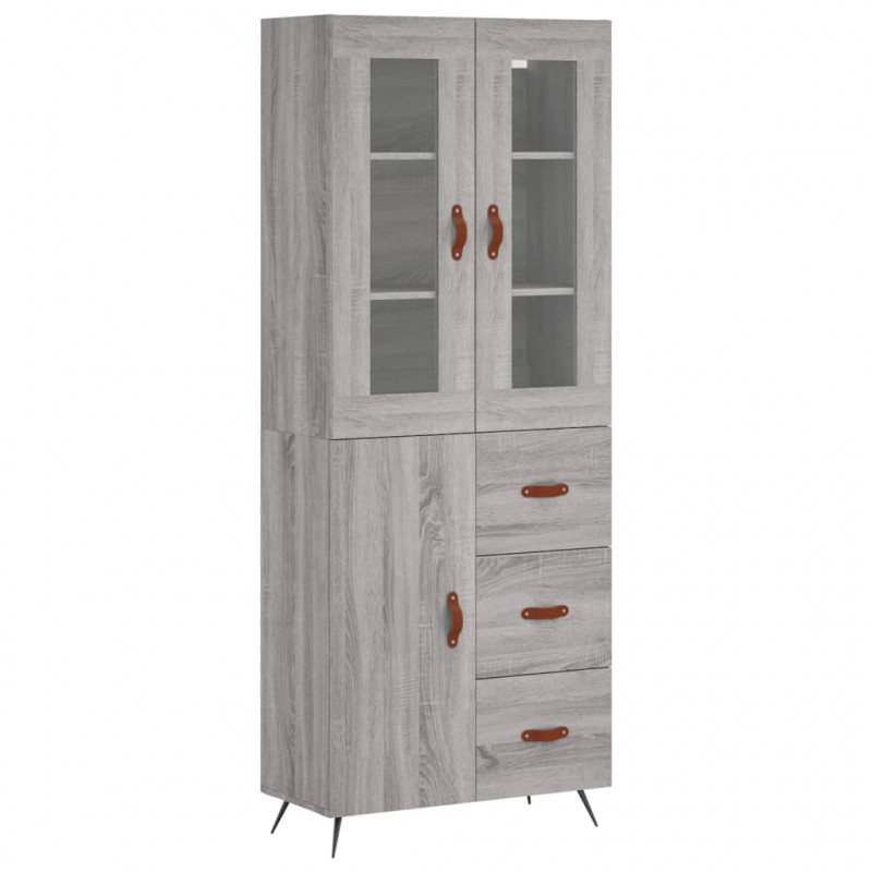 Witrynka szary dąb sonoma 69,5x34x180cm materiał drewnopochodny