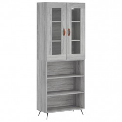 Witrynka szary dąb sonoma 69,5x34x180cm materiał drewnopochodny