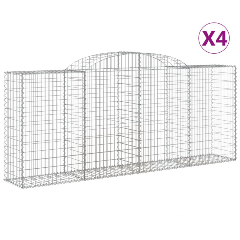 Kosze gabionowe, 4 szt, 300x50x120/140 cm, galwanizowane żelazo