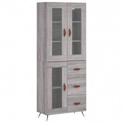 Witrynka szary dąb sonoma 69,5x34x180cm materiał drewnopochodny