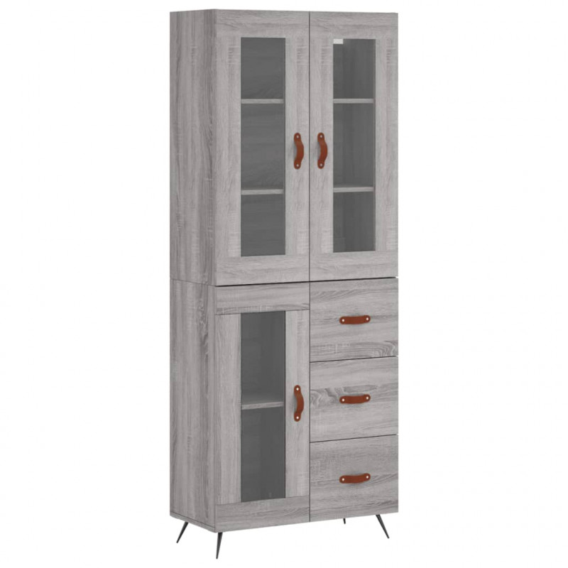 Witrynka szary dąb sonoma 69,5x34x180cm materiał drewnopochodny