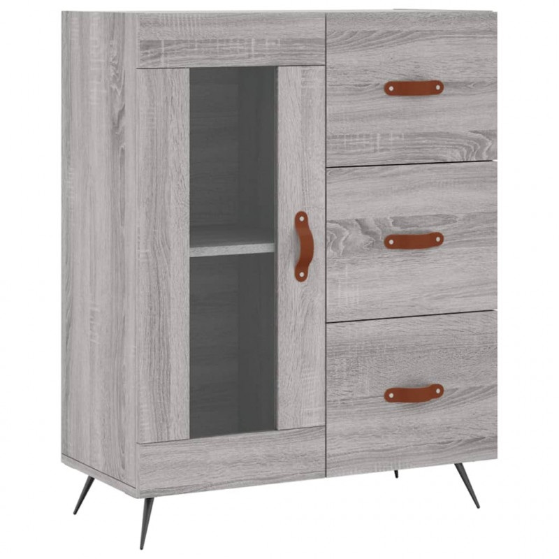 Witrynka szary dąb sonoma 69,5x34x180cm materiał drewnopochodny