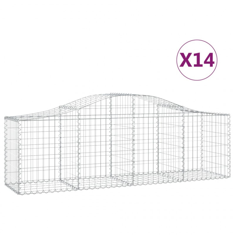 Kosze gabionowe, 14 szt, 200x50x60/80 cm, galwanizowane żelazo