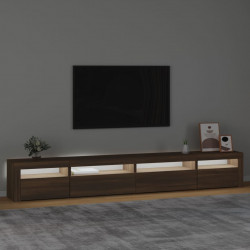 Szafka pod TV z oświetleniem LED, brązowy dąb, 270x35x40 cm