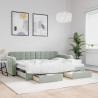 Sofa rozsuwana z szufladami, jasnoszara, 80x200 cm, aksamit