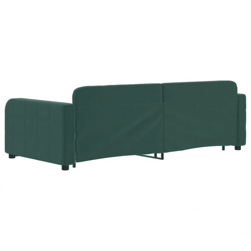 Sofa rozsuwana z szufladami, ciemnozielona, 90x200 cm, aksamit