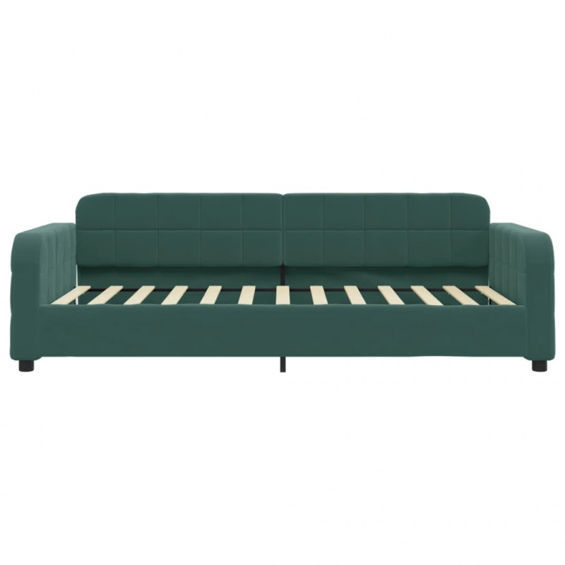 Sofa rozsuwana z szufladami, ciemnozielona, 90x200 cm, aksamit