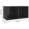 Szafki TV, 4 szt., szare, wysoki połysk, 72x35x36,5 cm, płyta