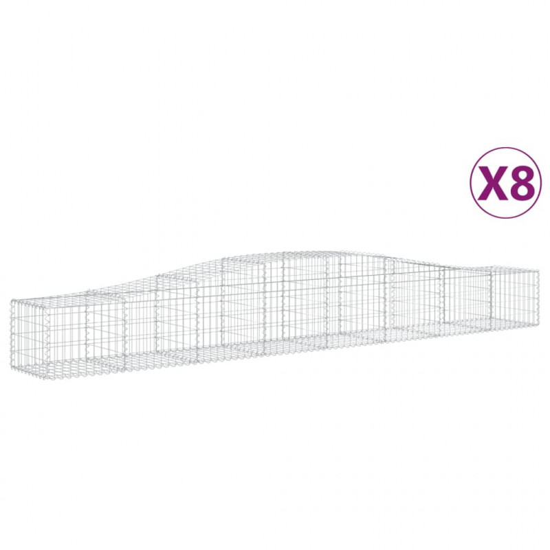 Kosze gabionowe, 8 szt, 400x50x40/60 cm, galwanizowane żelazo
