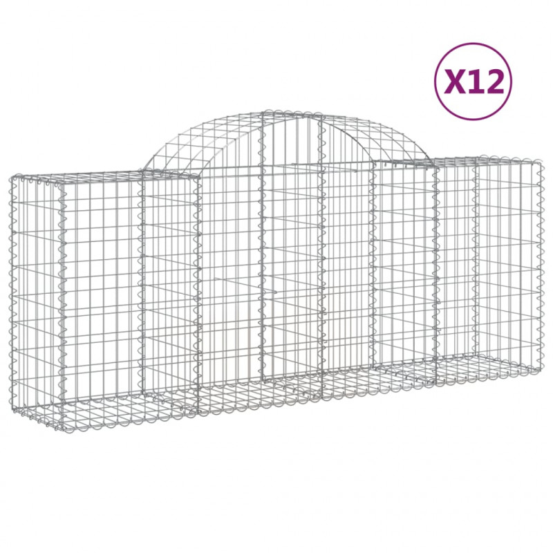 Kosze gabionowe, 12 szt, 200x50x80/100 cm, galwanizowane żelazo