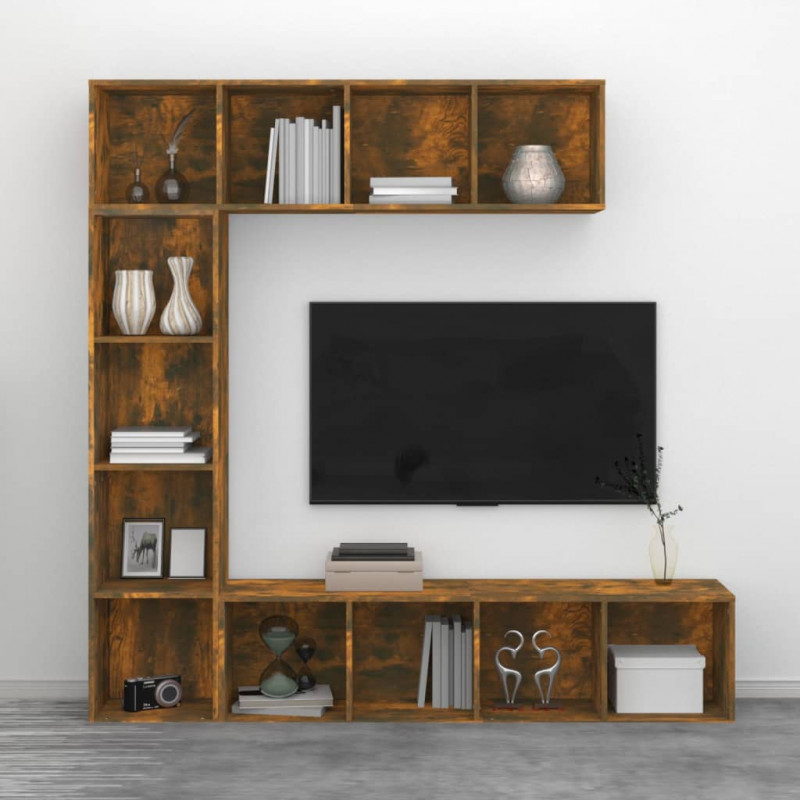 3-cz. regał na książki/pod TV, przydymiony dąb, 180x30x180 cm