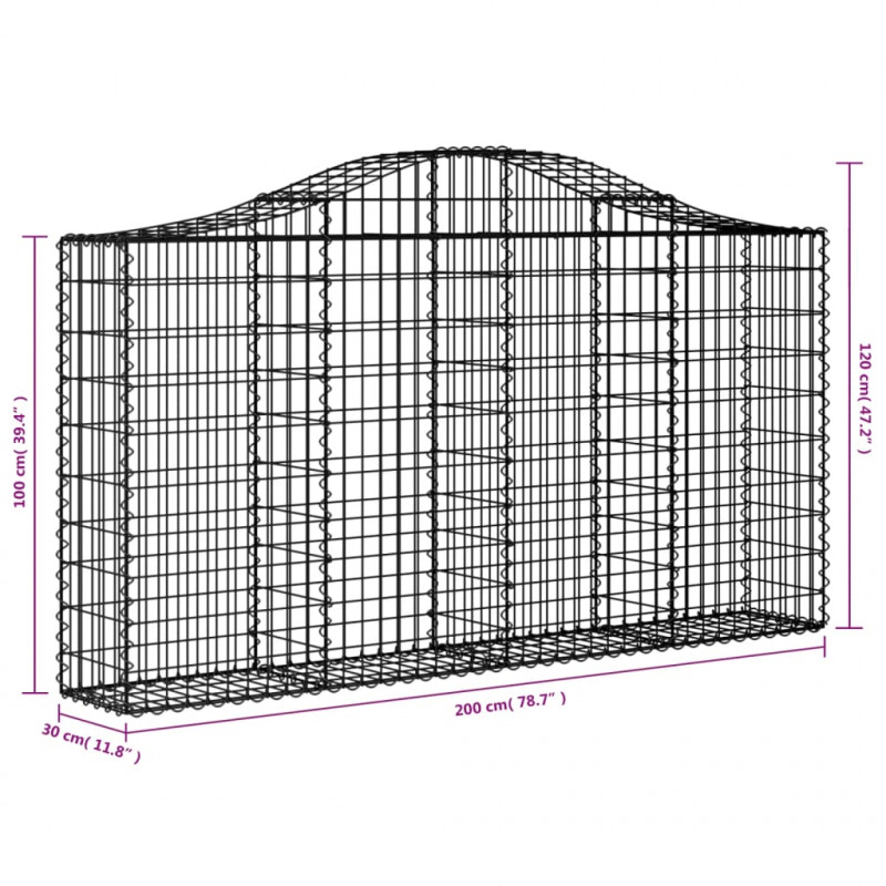 Kosze gabionowe, 20 szt, 200x30x100/120cm, galwanizowane żelazo