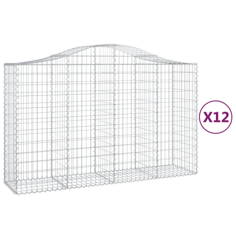 Kosze gabionowe, 12 szt, 200x50x120/140cm, galwanizowane żelazo