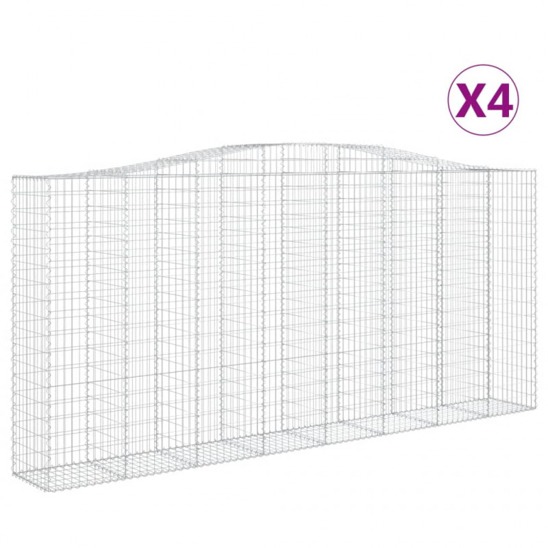 Kosze gabionowe, 4 szt, 400x50x180/200 cm, galwanizowane żelazo