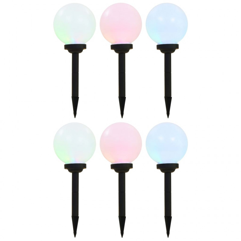Lampy solarne do ogrodu, 6 szt., LED, kuliste, 20 cm, RGB