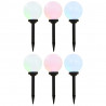 Lampy solarne do ogrodu, 6 szt., LED, kuliste, 20 cm, RGB