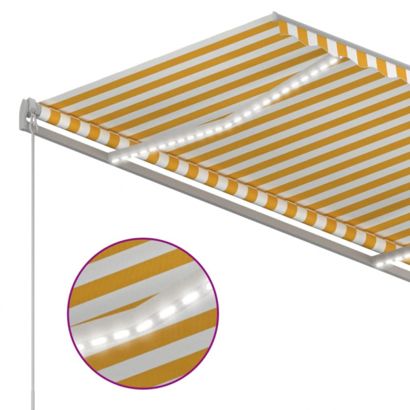 Automatycznie zwijana markiza, LED i czujnik wiatru, 3,5x2,5 m