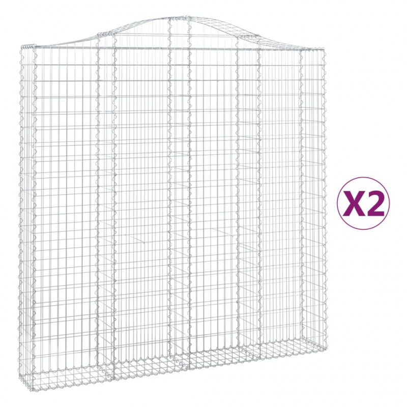 Kosze gabionowe, 2 szt, 200x30x200/220 cm, galwanizowane żelazo