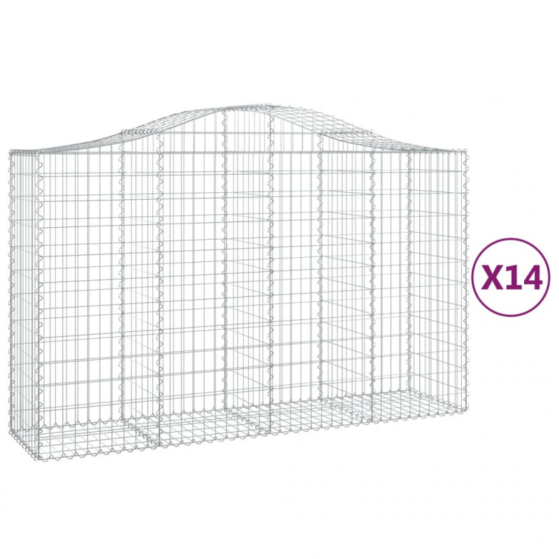 Kosze gabionowe, 14 szt, 200x50x120/140cm, galwanizowane żelazo
