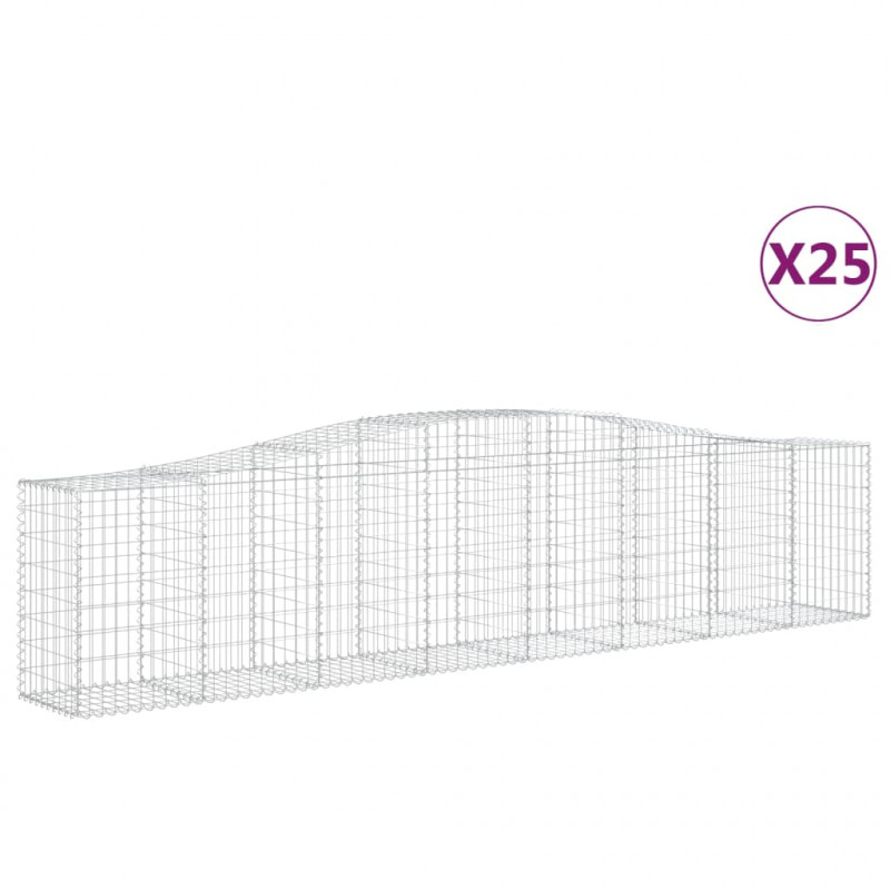 Kosze gabionowe, 25 szt, 400x50x80/100 cm, galwanizowane żelazo
