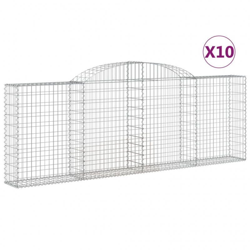 Kosze gabionowe, 10 szt, 300x30x100/120cm, galwanizowane żelazo
