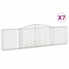 Kosze gabionowe, 7 szt, 400x30x100/120 cm, galwanizowane żelazo