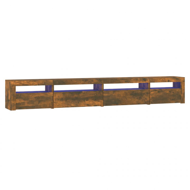 Szafka pod TV z oświetleniem LED, przydymiony dąb, 270x35x40 cm
