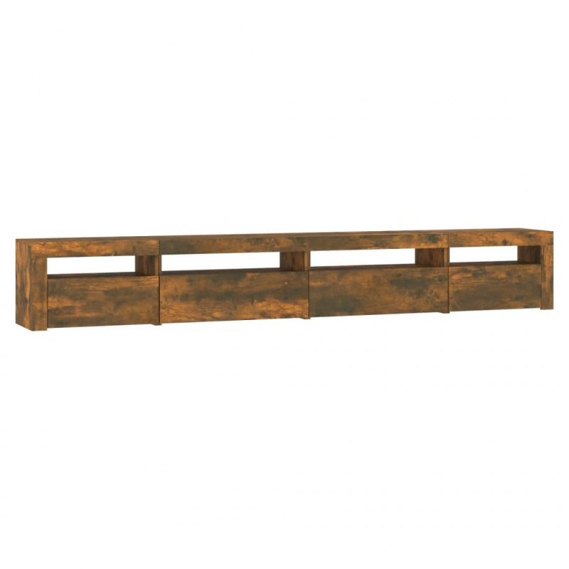 Szafka pod TV z oświetleniem LED, przydymiony dąb, 270x35x40 cm