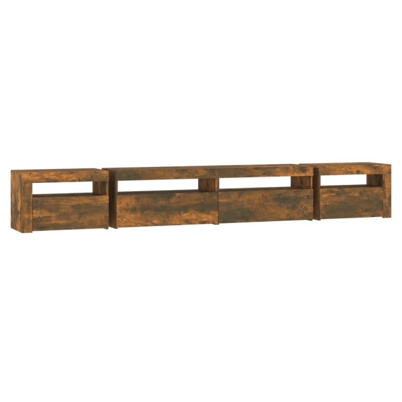 Szafka pod TV z oświetleniem LED, przydymiony dąb, 270x35x40 cm