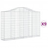 Kosze gabionowe, 9 szt, 200x30x120/140 cm, galwanizowane żelazo